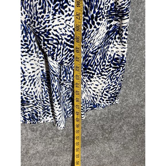 Express Dress Womens Size XL Blue Animal Print Hi Low Long Sleeve V-Neck Keyhole - Picture 10 of 10